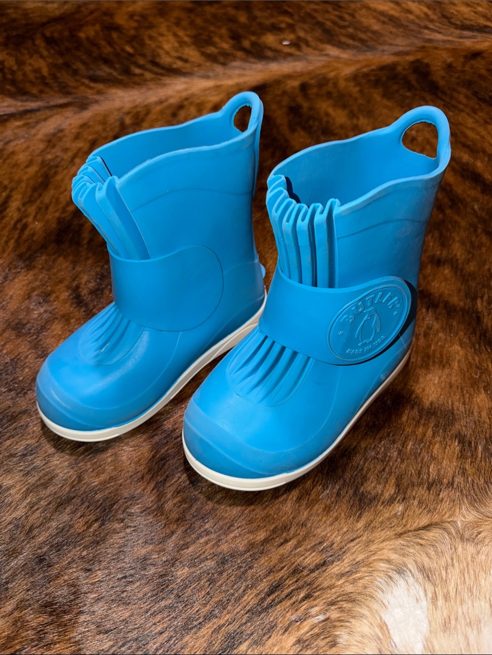 Butler Kids Adaptive Bright Blue Waterproof Pull-On Rain Boots for AFO users